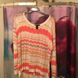 Plus size multicolor long sleeve sweater.